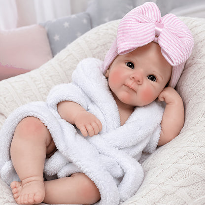 18 Inches Stretchable Silicone Bettie Reborn Doll Girl in White Bathrobe