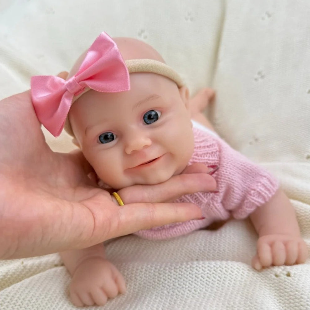30cm Full Silicone Maddie Smile Reborn Baby Girl in Pink Outfits