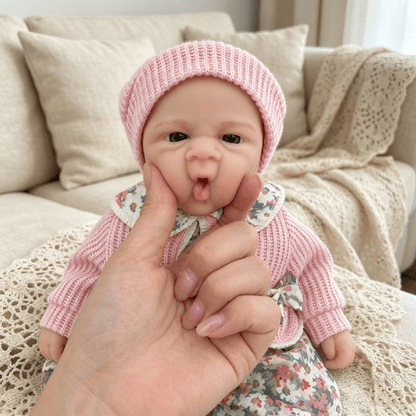 30cm Open Eyes Elijah Silicone Reborn Baby Girl in Pink Floral Outfits