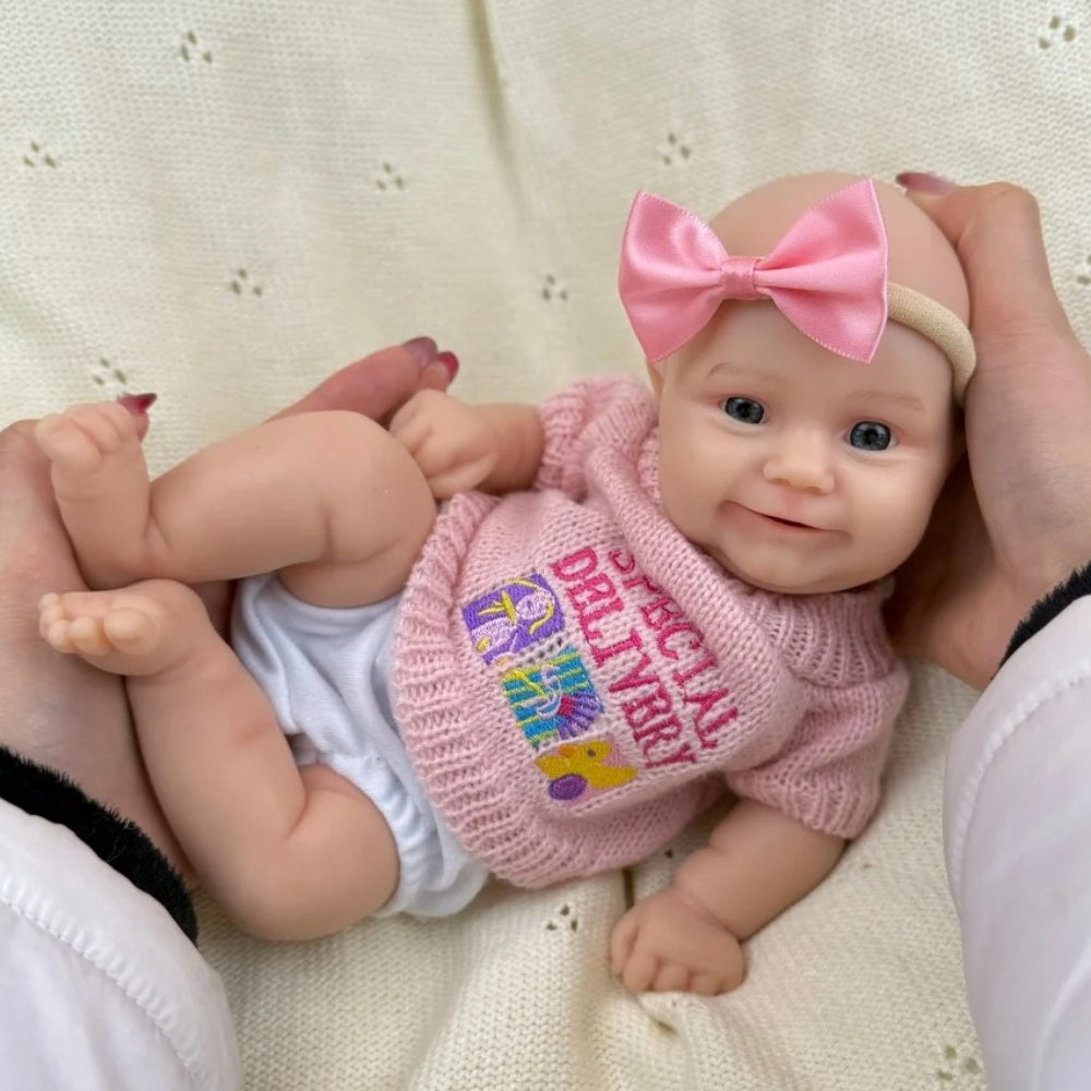 30cm Full Silicone Maddie Smile Reborn Baby Girl in Pink Outfits