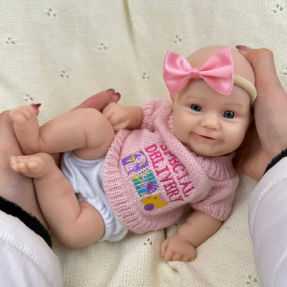 30cm Full Silicone Maddie Smile Reborn Baby Girl in Pink Outfits