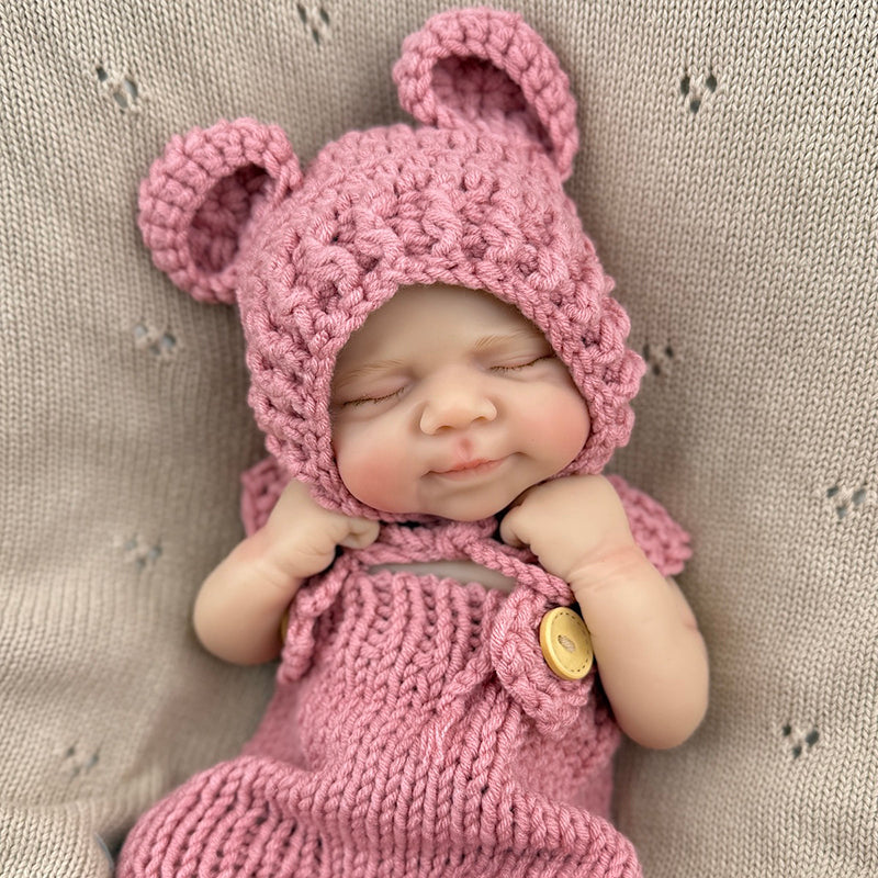 30cm Lifelike Silicone Closed Eyes Pascale Reborn Baby Girl in Red Knitted Overalls