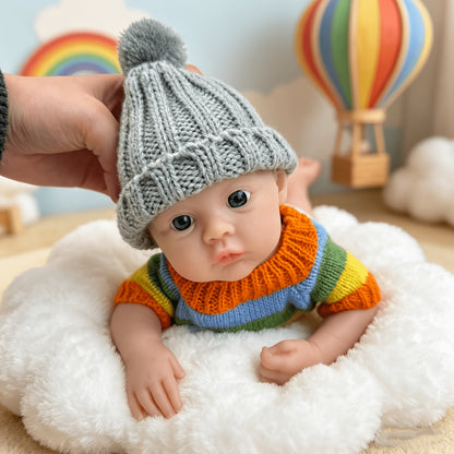 30cm Full Silicone Meadow Reborn Baby Girl in colorful striped sweater