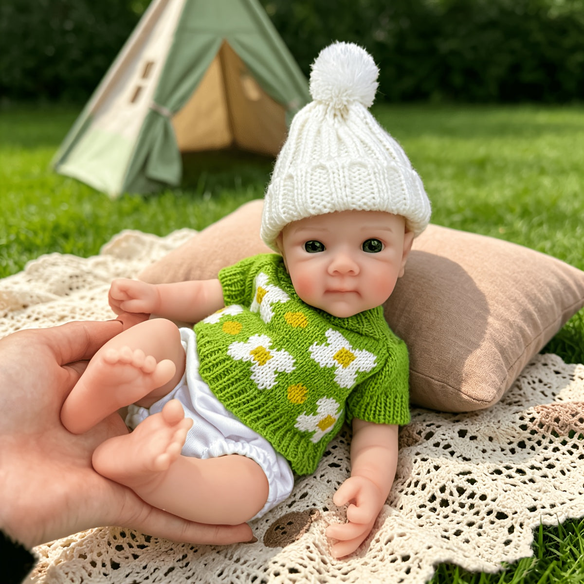 30cm Full Silicone Bettie Reborn Baby Girl in Green floral sweater