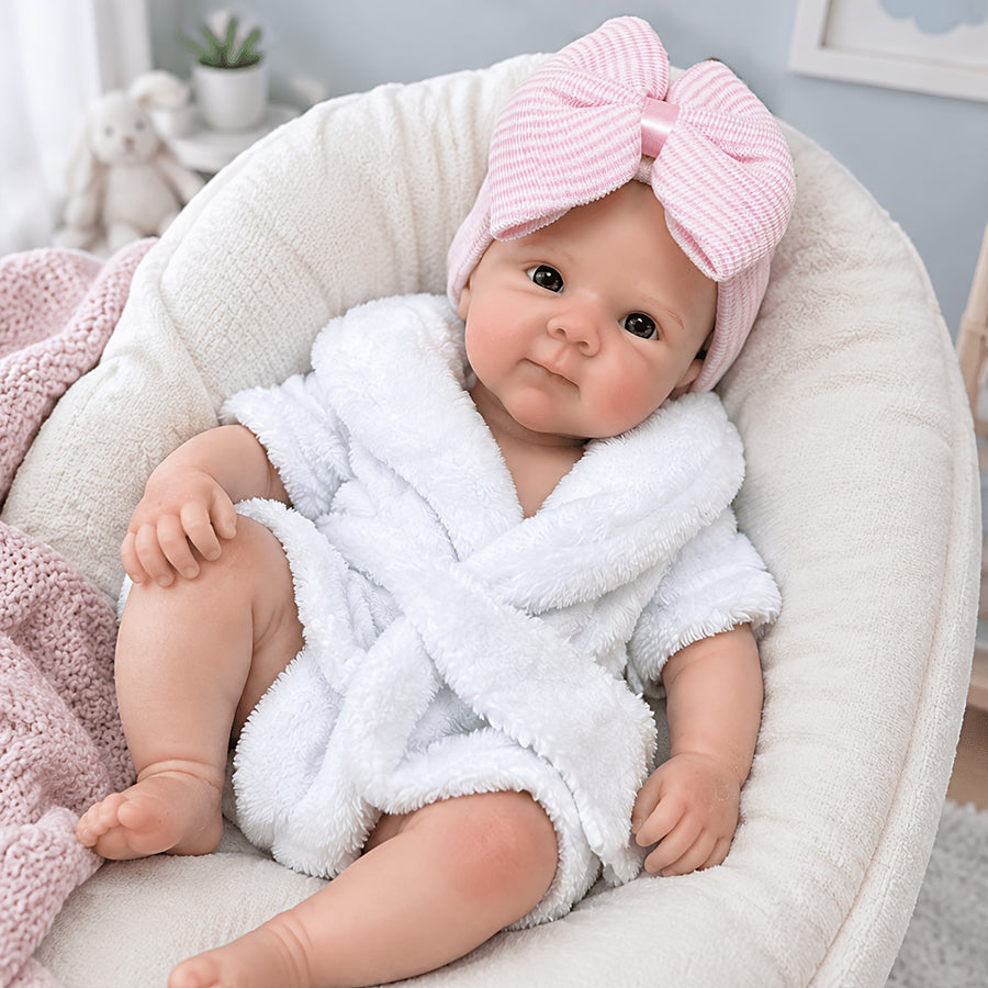 18 Inches Stretchable Silicone Bettie Reborn Doll Girl in White Bathrobe