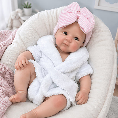 18 Inches Stretchable Silicone Bettie Reborn Doll Girl in White Bathrobe