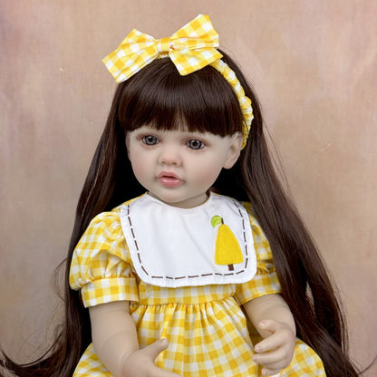 55cm Long Hair Betty Reborn Baby Girl In Yellow Dress