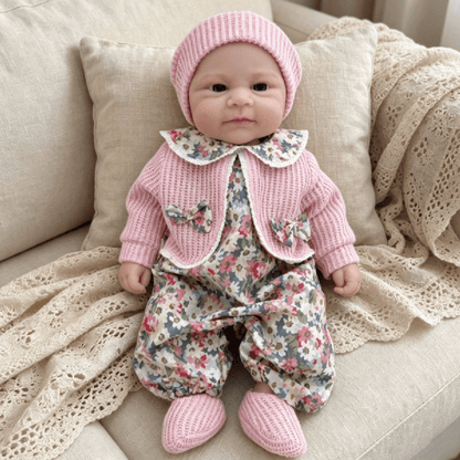 30cm Open Eyes Elijah Silicone Reborn Baby Girl in Pink Floral Outfits