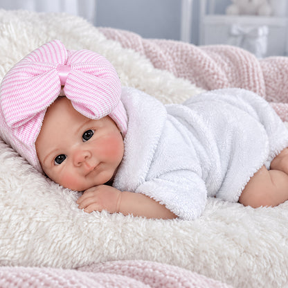 18 Inches Stretchable Silicone Bettie Reborn Doll Girl in White Bathrobe