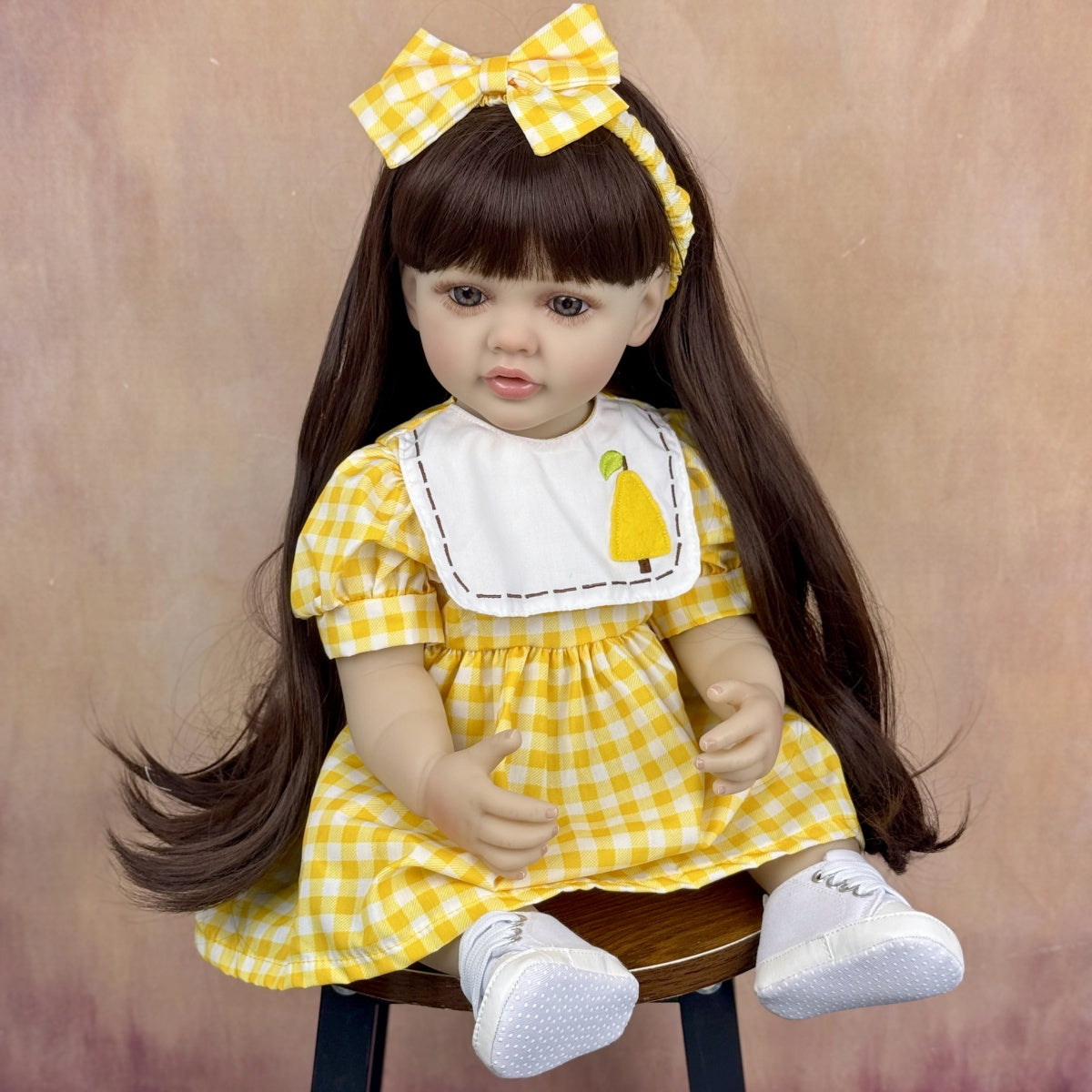 55cm Long Hair Betty Reborn Baby Girl In Yellow Dress