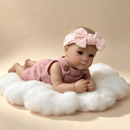 18 Inches Blue Eyes Bettie Reborn Baby Girl In Pink Overalls