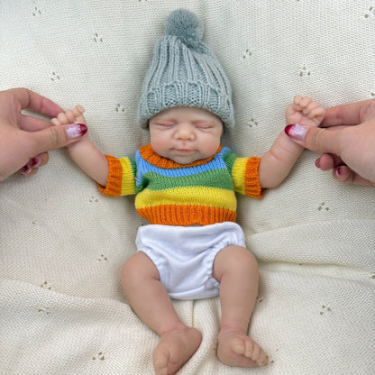 30cm Full Silicone Pascale Reborn Doll Girl in colorful striped sweater