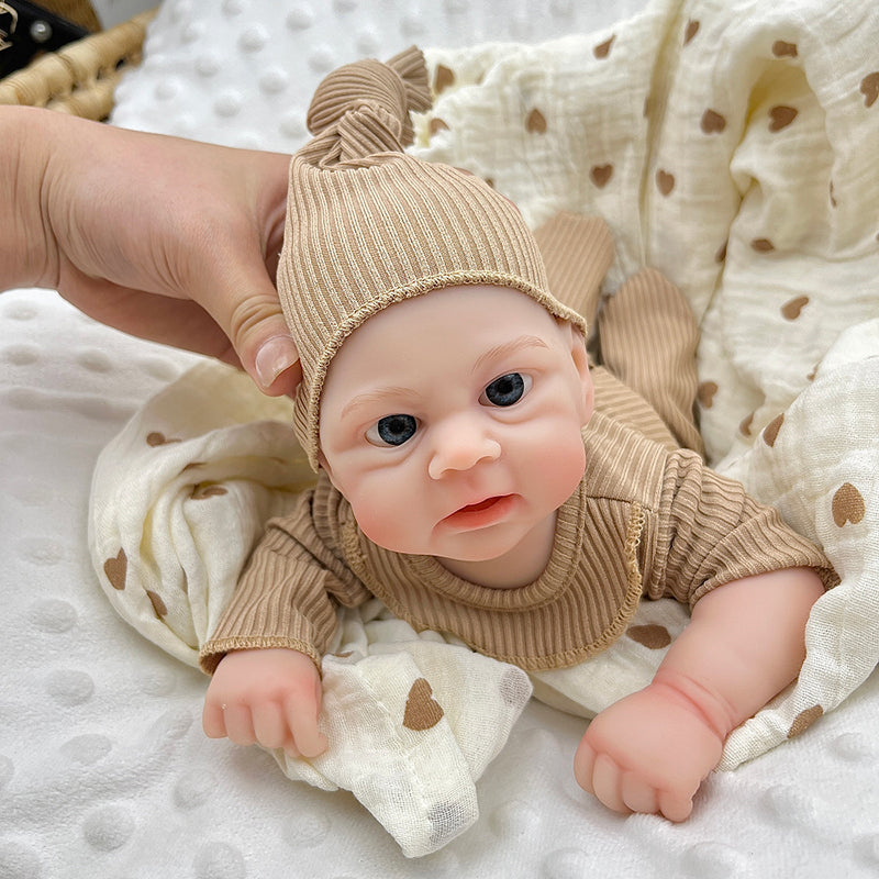 30cm Open Eyes Elijah Silicone Reborn Baby Girl in Brown Outfits
