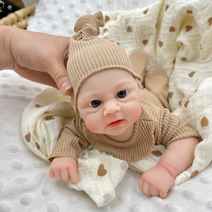 30cm Open Eyes Elijah Silicone Reborn Baby Girl in Brown Outfits