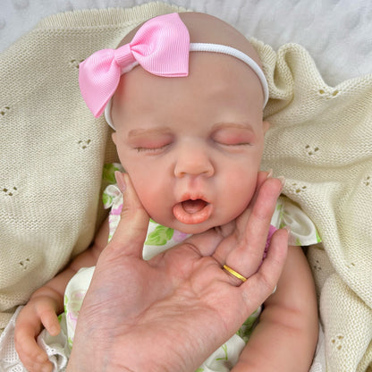 45cm Full Silicone Stretchable Loulou Reborn Girl in Floral Dress