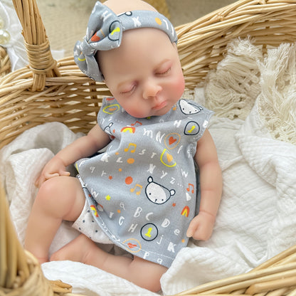 30cm Lifelike Silicone Reborn Baby Girl Luna in Gray Dress
