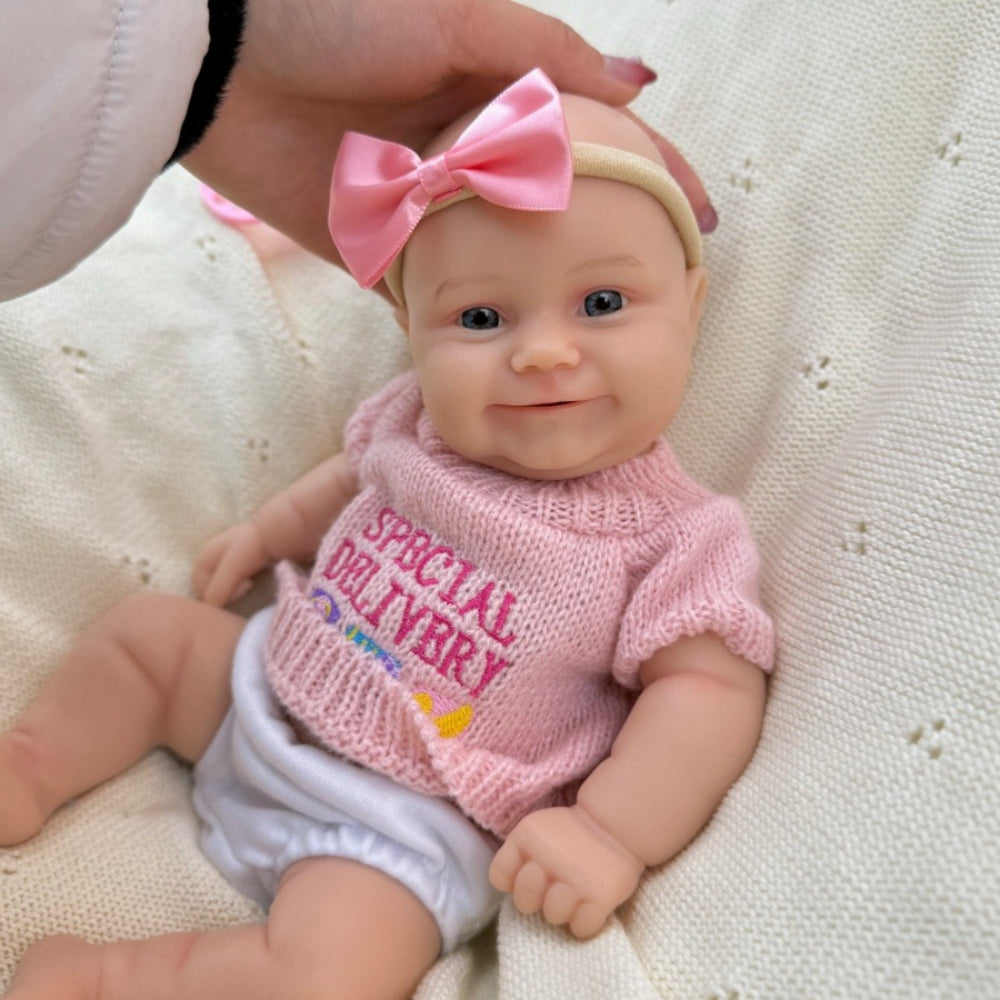 30cm Full Silicone Maddie Smile Reborn Baby Girl in Pink Outfits