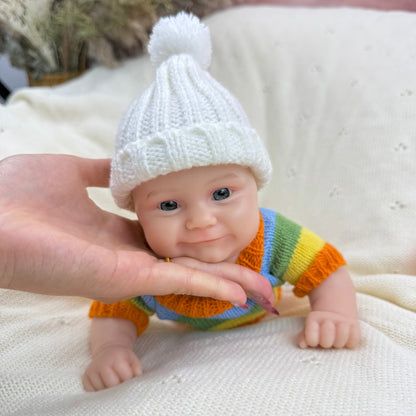 30cm Full Silicone Maddie Smile Reborn Baby Girl in colorful striped sweater