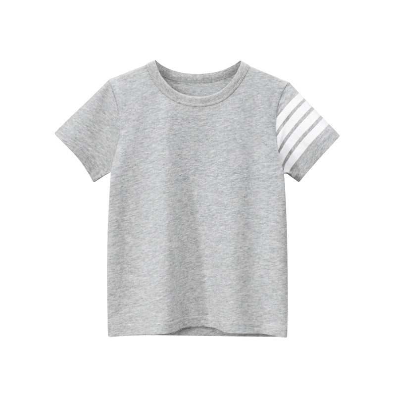 Solid color crew neck short sleeve T-shirt