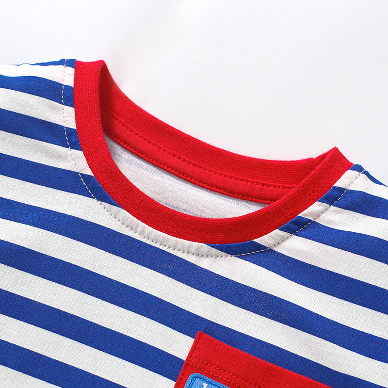 Fashion Striped Round Neck Short Sleeve T-Shirt