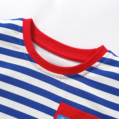 Fashion Striped Round Neck Short Sleeve T-Shirt