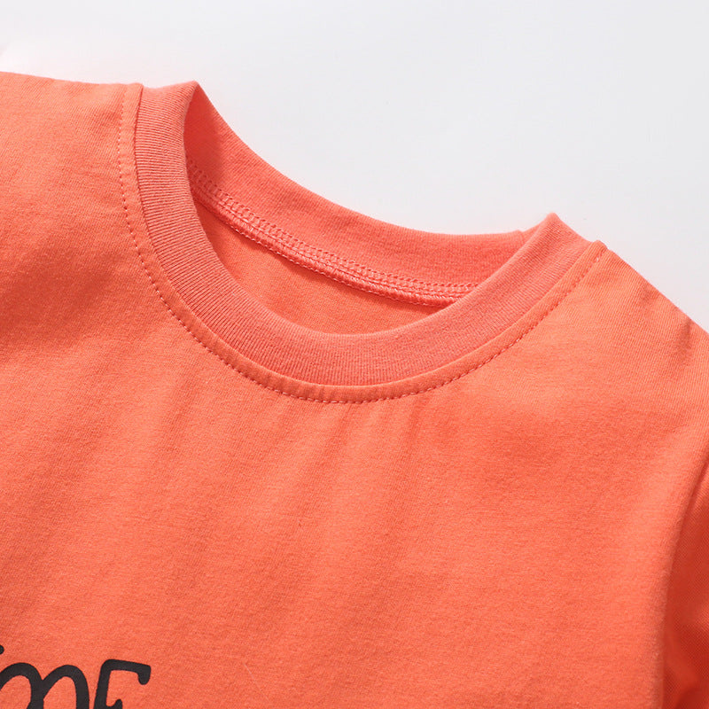 Cartoon Cotton Round Neck Short Sleeve T-shirt for Girls