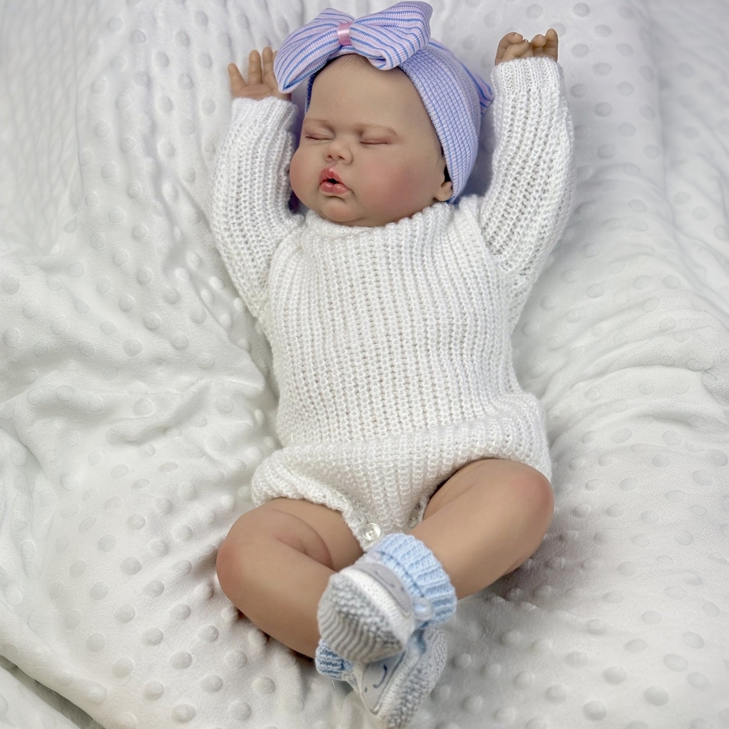 20 Inches 3D Skin Soft Body Closed Eyes Reborn Doll In White Sweater- Pickle