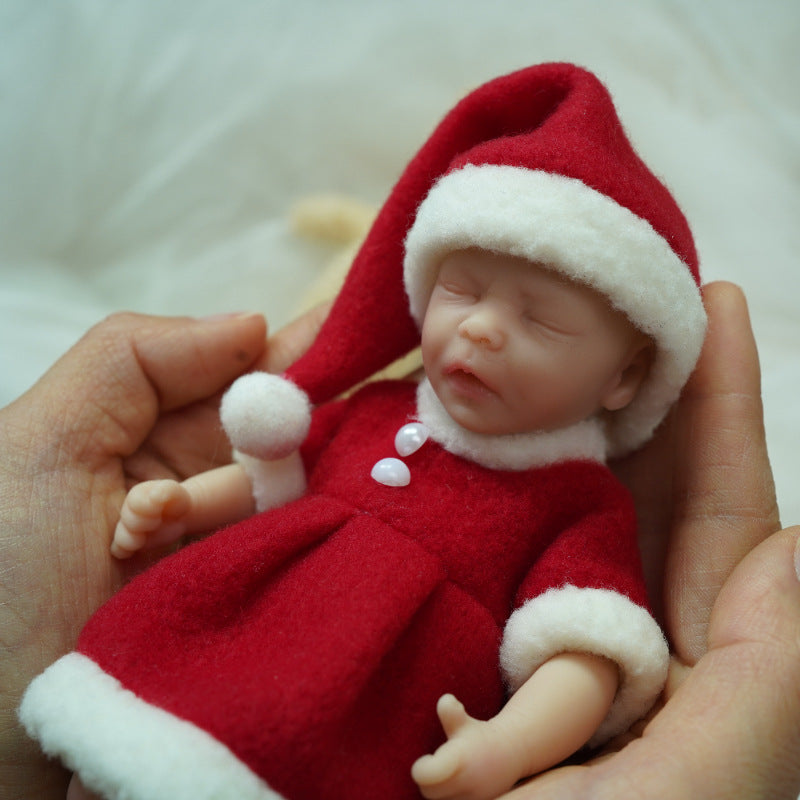 6 Inch Closed Eyes Mini Reborn Dolls in Christmas Clothes-Darren