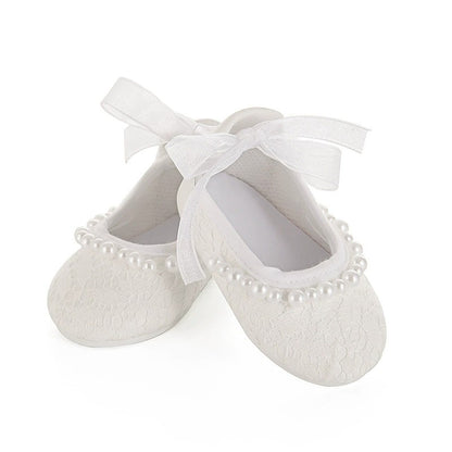 White Pearl Lace-up Shoes for 17-18 Inches Reborn Dolls
