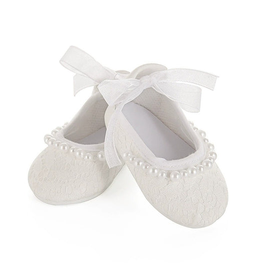 White Pearl Lace-up Shoes for 17-18 Inches Reborn Dolls