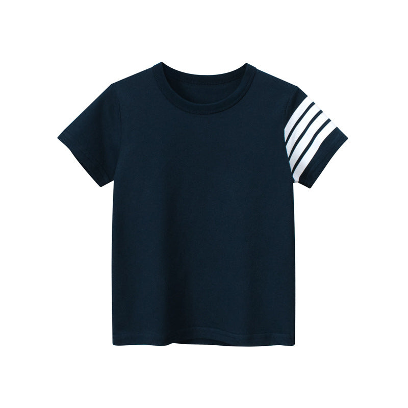 Solid color crew neck short sleeve T-shirt
