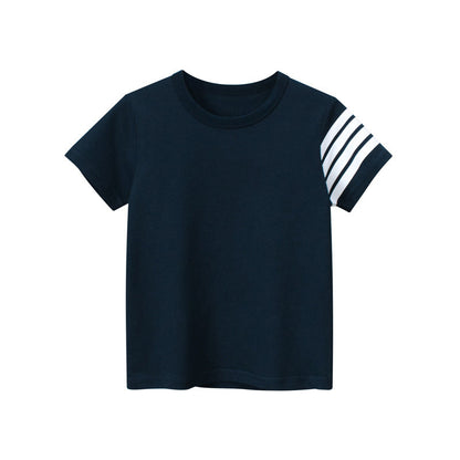 Solid color crew neck short sleeve T-shirt