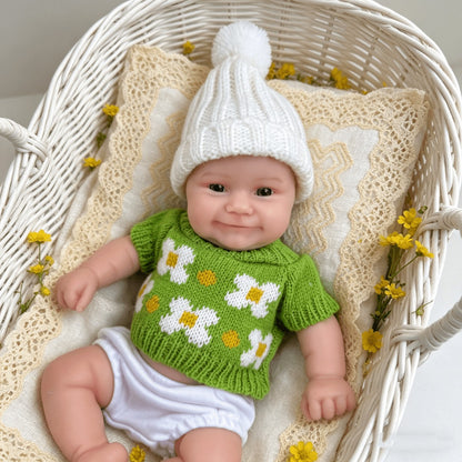 30cm Full Silicone Maddie Smile Reborn Baby Girl in Green Outfits