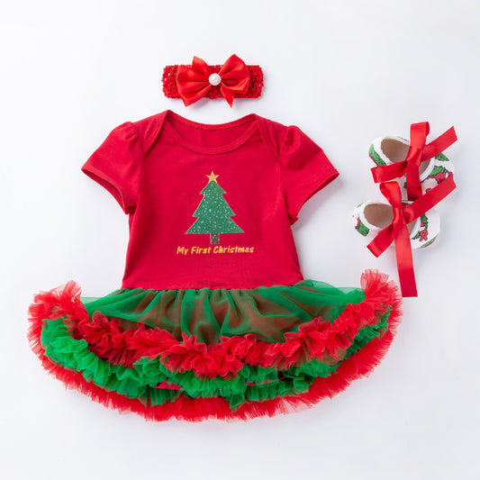 Short Sleeves Christmas Dresses for 22-23 Inches Reborn Dolls