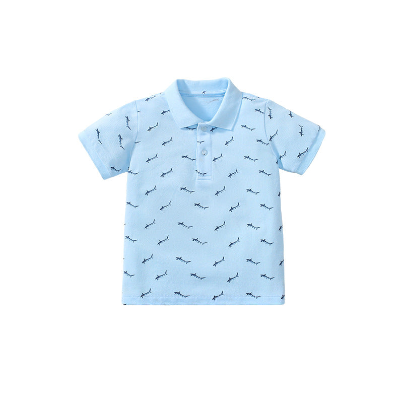 Casual solid color boys polo shirt