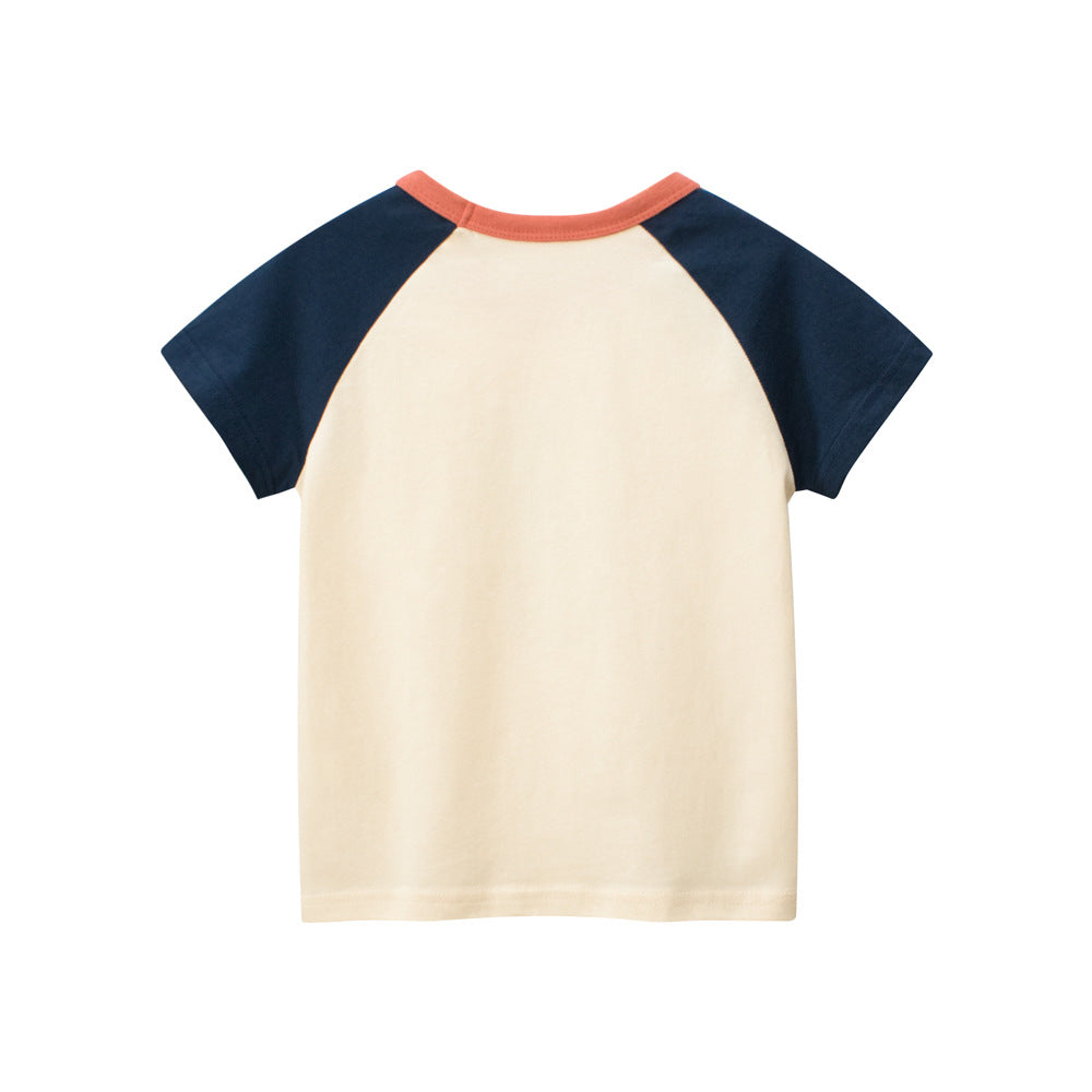 Cartoon animal color matching print short sleeve T-shirt