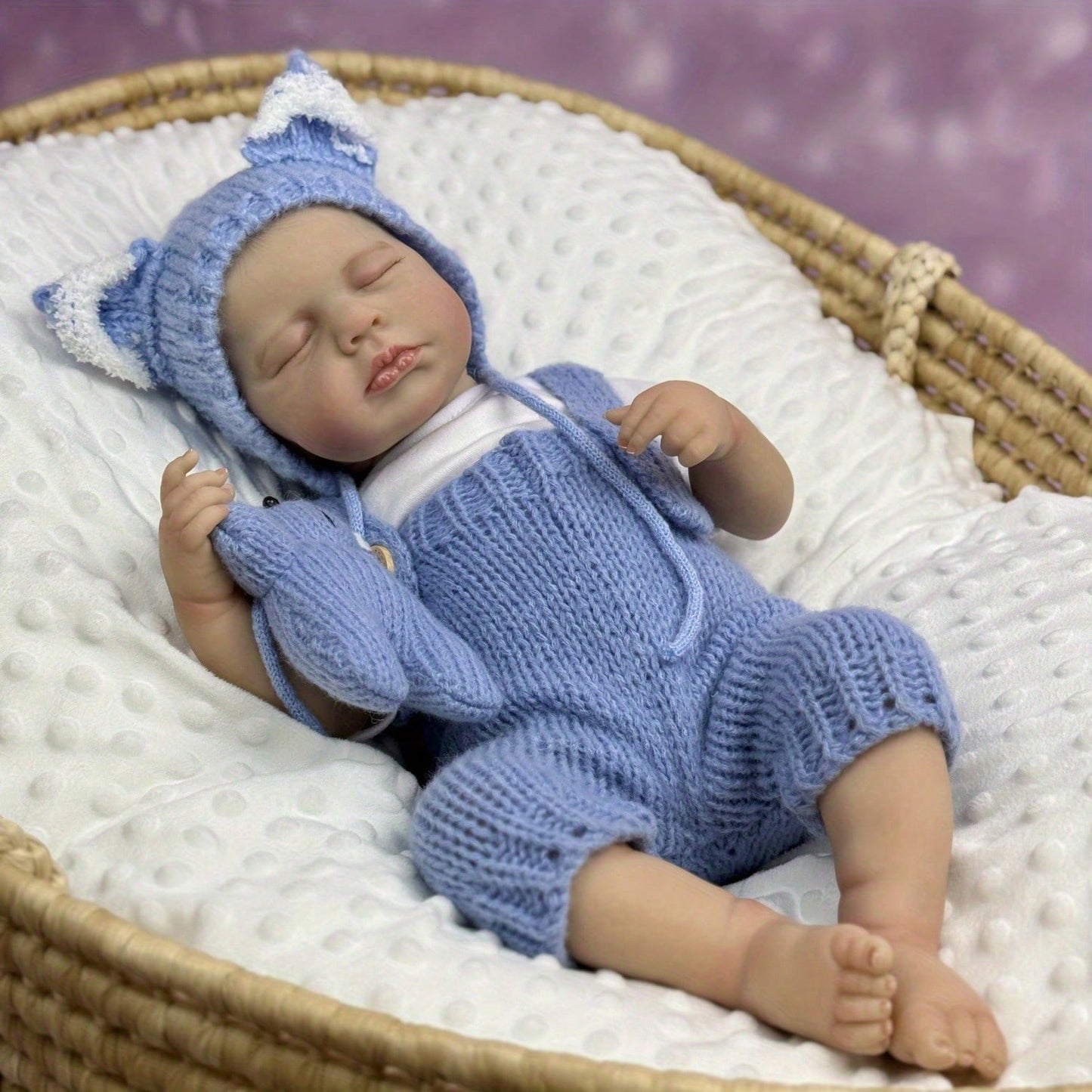 20 Inches 3D Skin Closed Eyes Loulou Reborn Doll In Blue Overalls