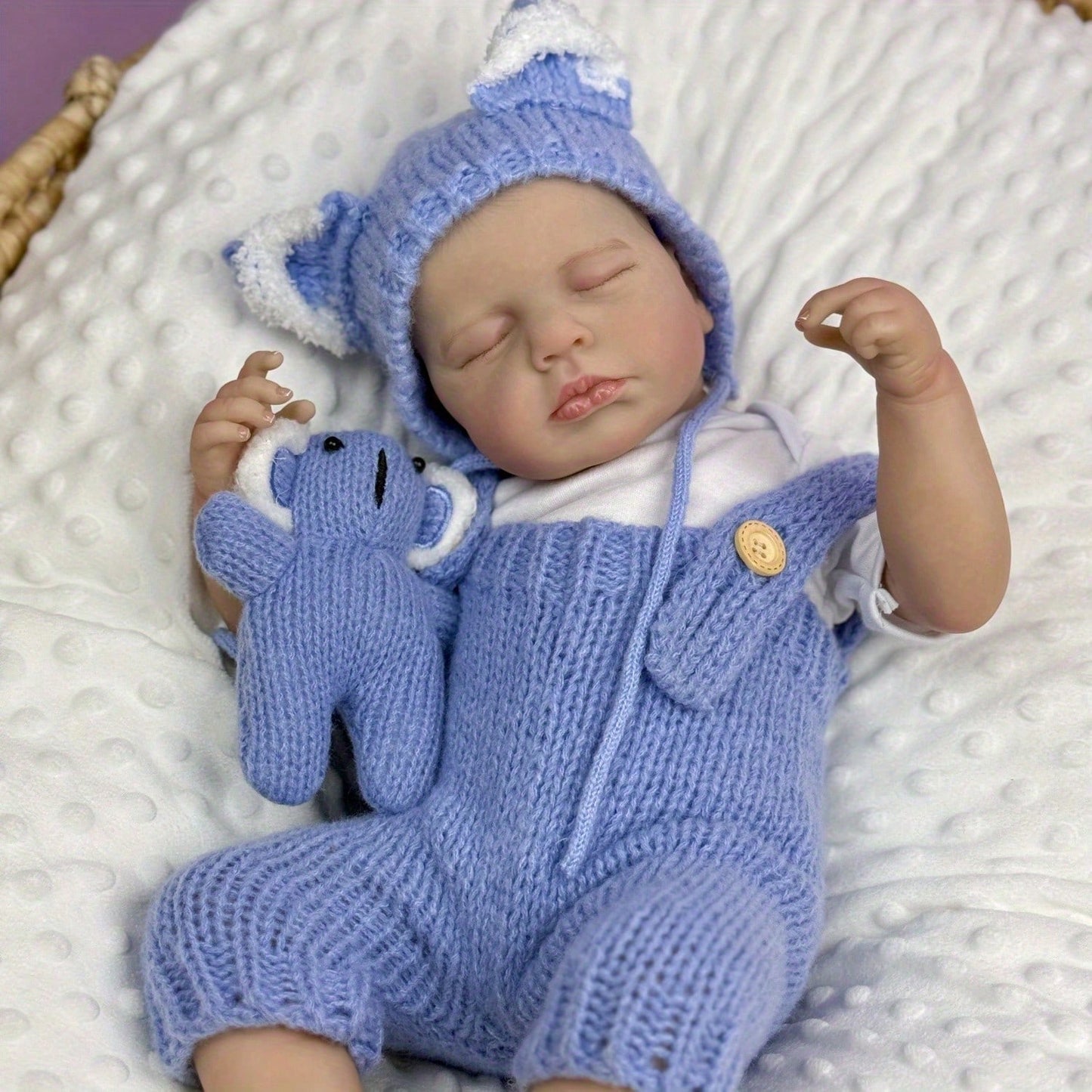 20 Inches 3D Skin Closed Eyes Loulou Reborn Doll In Blue Overalls