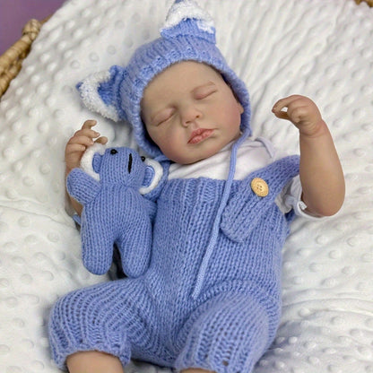 20 Inches 3D Skin Closed Eyes Loulou Reborn Doll In Blue Overalls