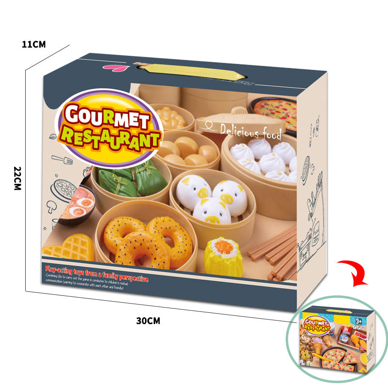 Children's Play House Simulation Kitchen Toys Chinese and Western Food 37 Piece Set