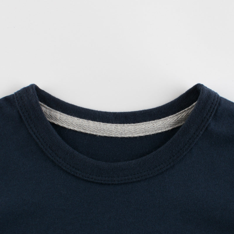 Solid color digital print crew neck short sleeve T-shirt