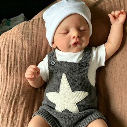 19 Inches Closed Eyes Sam Reborn Doll In Gray Star Outfits