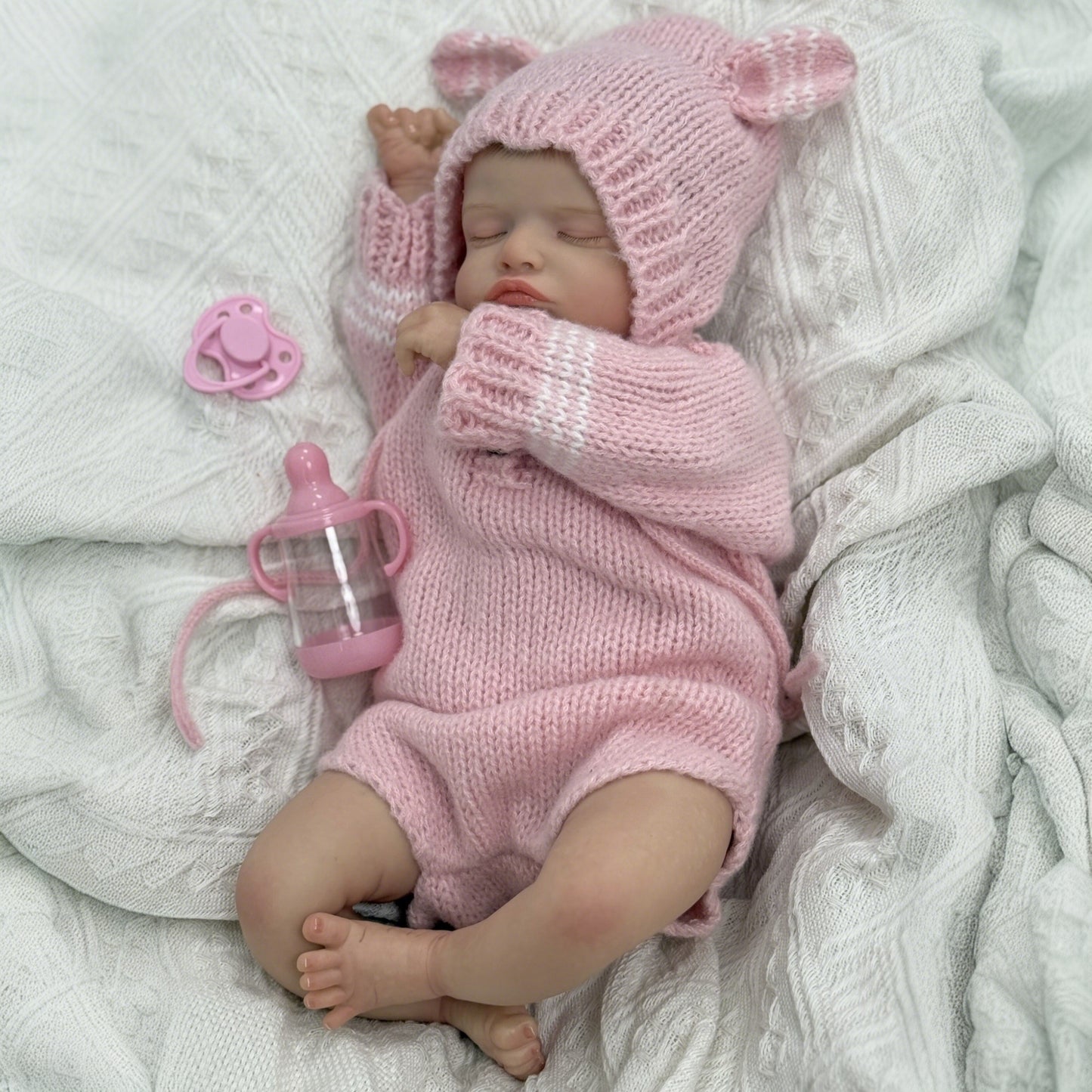 20 Inches 3D-Painted Rosalie Reborn Dolls Girl In Pink knitted clothes