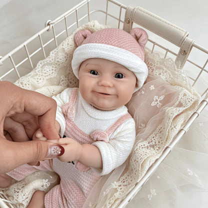 30cm Full Silicone Maddie Smile Reborn Baby Girl in Pink Bear Outfits