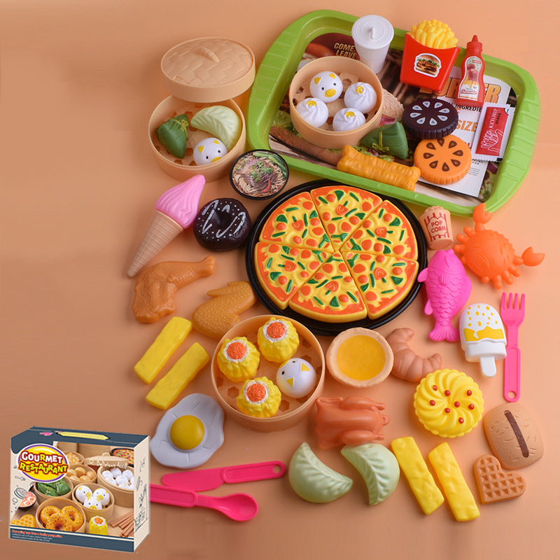 Children's Play House Simulation Kitchen Toys Chinese and Western Food 58 Piece Set