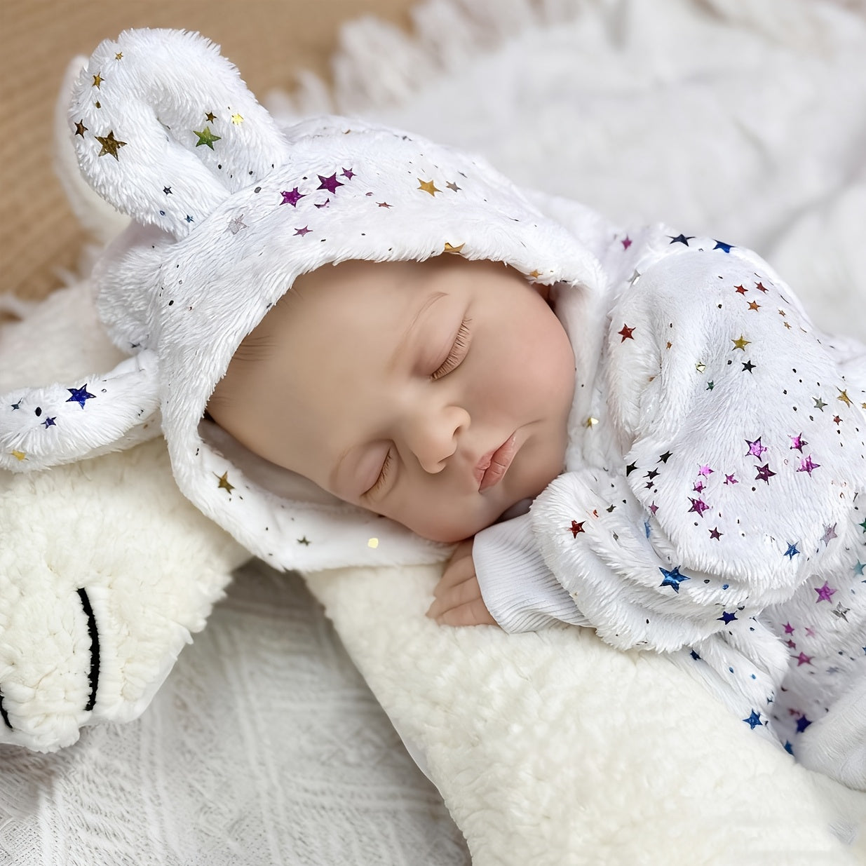 19 inches 3D-Paint Sleeping Irys Reborn Doll in Star White Clothes