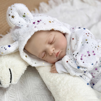 19 inches 3D-Paint Sleeping Irys Reborn Doll in Star White Clothes