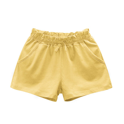 Cotton Solid Color Mid-waist Shorts for Girls