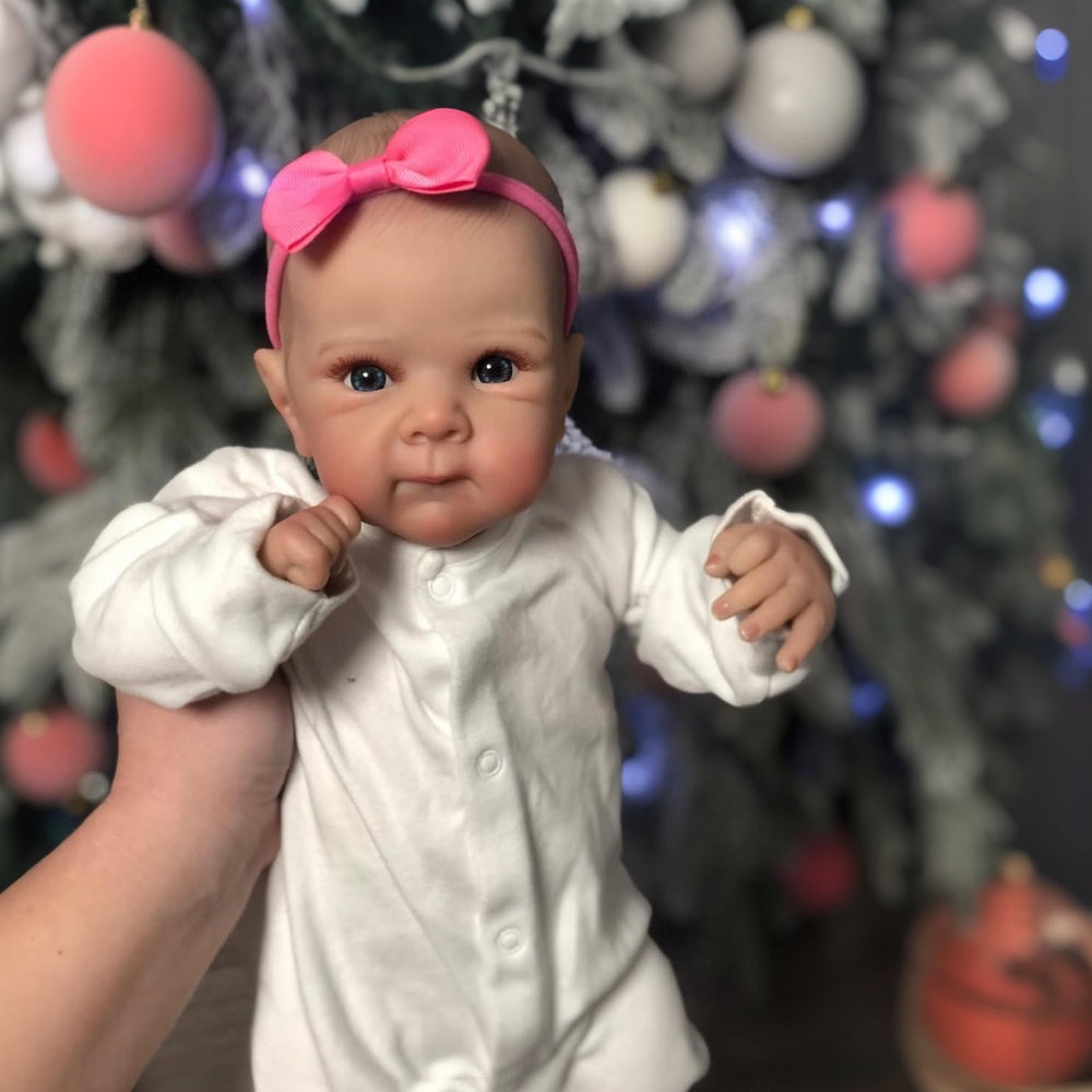 48cm Lifelike Open Eyes Bettie Reborn Baby Girl In White bodysuit