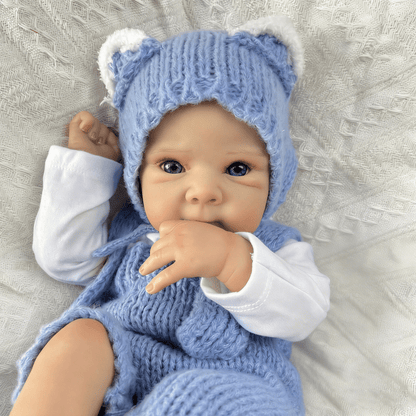 18 Inches Blue Eyes Bettie Reborn Baby Girl In Blue Knitted Bodysuit
